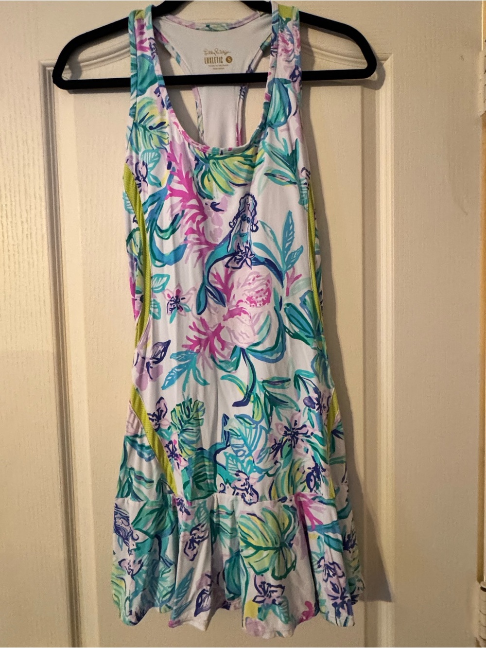Lilly Pulitzer White Tropical Tank Dress with Pink, Teal & Lime Accents